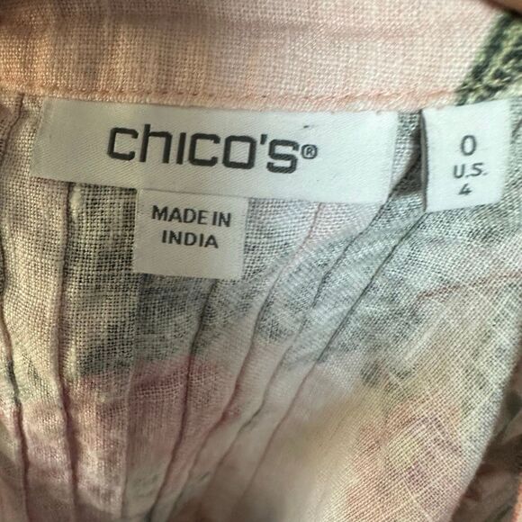 Chico’s pink pintuck colorful 0/4-6 linen lagenlook tunic - Picture 4 of 5